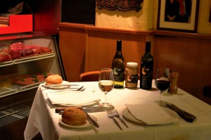 Wine, bread and mustard setting